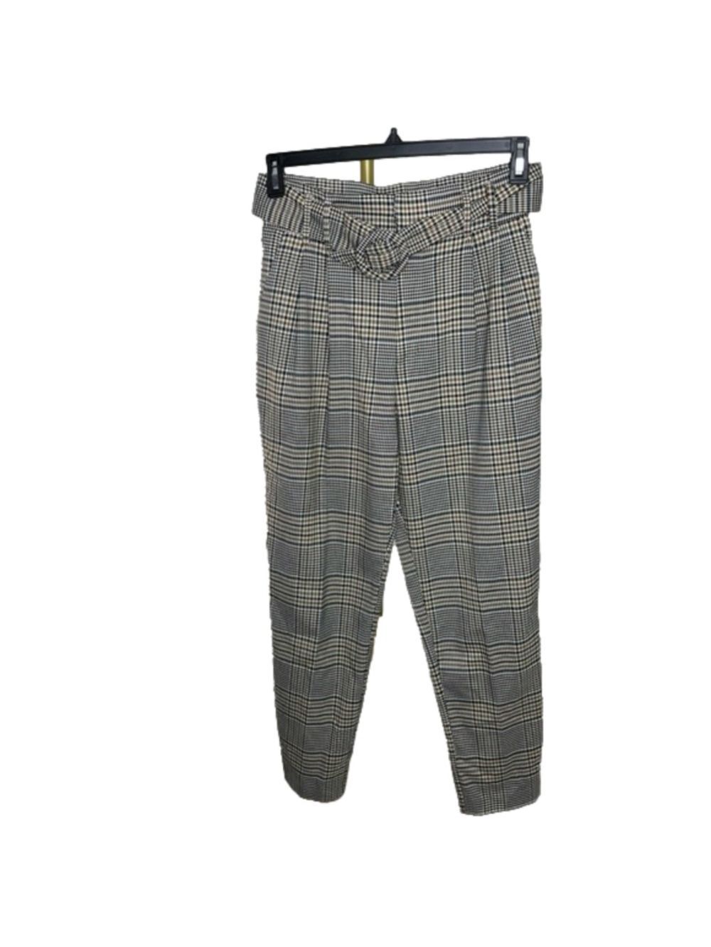 ZARA trf Collection Brown Beige Teal Highwaisted Dress Pants Trousers - Small